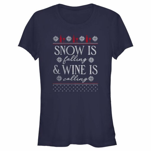 Junior_s Lost Gods Snow Is Falling Wine Is Calling T-Shirt