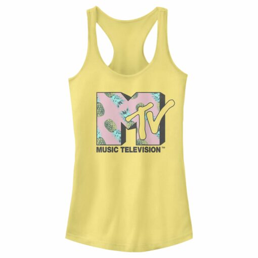 Junior_s MTV Pineapple Fruit Logo Racerback Tank Top