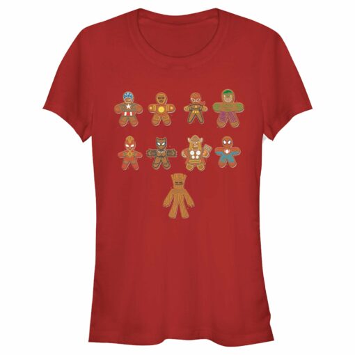 Junior_s Marvel Christmas Gingerbread Cookie Avengers T-Shirt