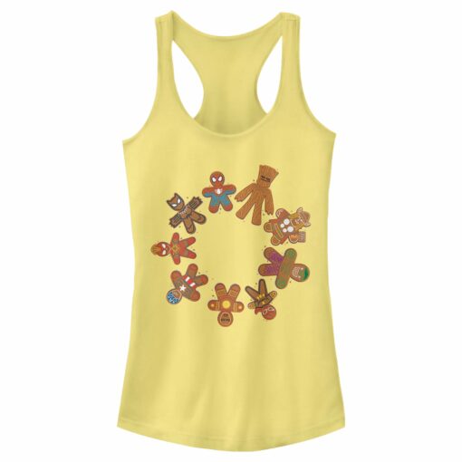 Junior_s Marvel Christmas Gingerbread Cookie Circle Racerback Tank Top