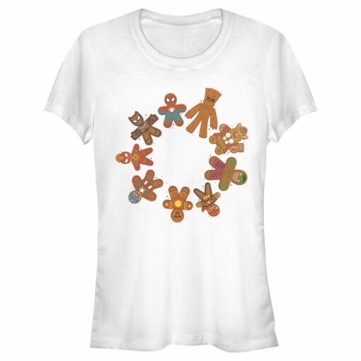 Junior_s Marvel Christmas Gingerbread Cookie Circle T-Shirt