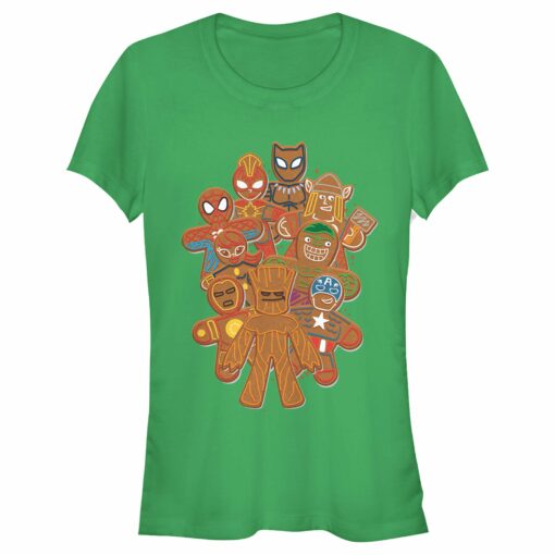 Junior_s Marvel Christmas Gingerbread Cookie Heroes T-Shirt