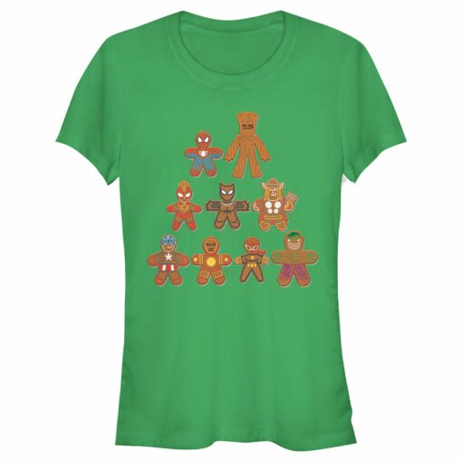 Junior_s Marvel Christmas Gingerbread Cookie Tree T-Shirt