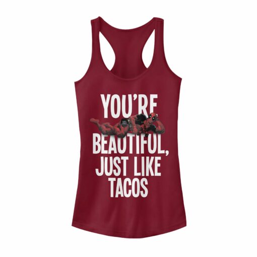 Junior_s Marvel Deadpool Beautiful Just Like Tacos Racerback Tank Top