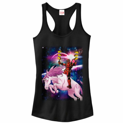 Junior_s Marvel Taco Deadpool on Space Unicorn Racerback Tank Top