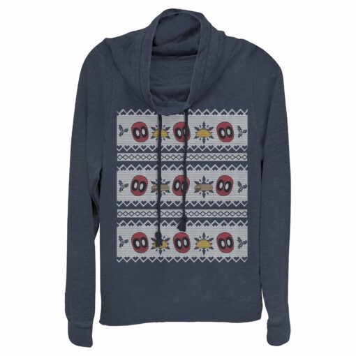 Junior_s Marvel Ugly Christmas Deadpool Taco Cowl Neck Sweatshirt