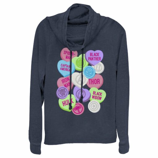 Junior_s Marvel Valentine_s Day Candy Heart Heroes Cowl Neck Sweatshirt