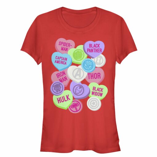 Junior_s Marvel Valentine_s Day Candy Heart Heroes T-Shirt