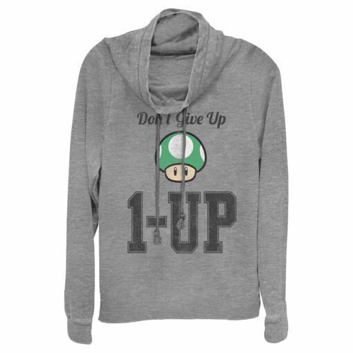 Junior_s Nintendo Don_t Give Up Level Up Mushroom Cowl Neck Sweatshirt