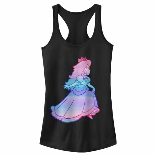 Junior_s Nintendo Princess Peach Rainbow Fade Racerback Tank Top