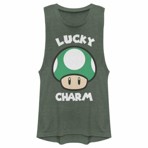 Junior_s Nintendo Super Mario St. Patrick_s Day Extra Life Mushroom Lucky Charm Festival Muscle Tee