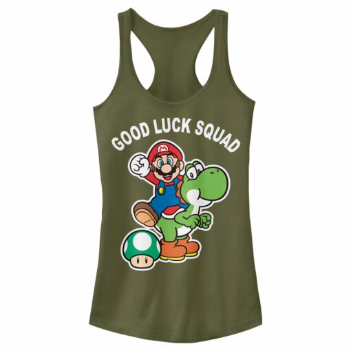 Junior_s Nintendo Super Mario St. Patrick_s Day Good Luck Squad Racerback Tank Top