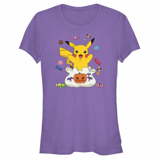 Junior_s Pokemon Halloween Pikachu Bag of Candy T-Shirt