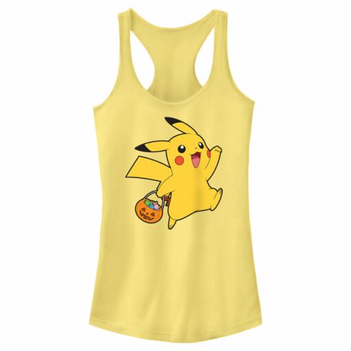 Junior_s Pokemon Halloween Trick-or-Treating Pikachu Racerback Tank Top