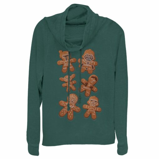 Junior_s Star Wars Christmas Gingerbread Cookies Cowl Neck Sweatshirt