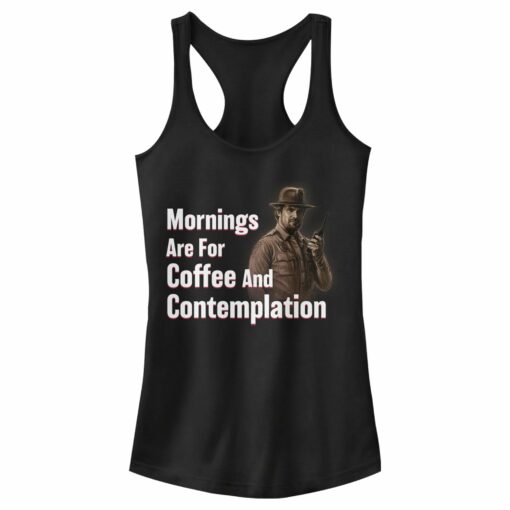 Junior_s Stranger Things Hopper Coffee and Contemplation Racerback Tank Top