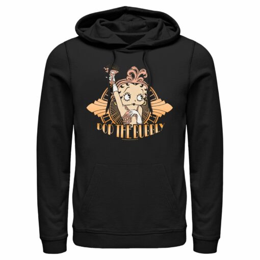 Men_s Betty Boop New Year_s Pop the Bubbly Pull Over Hoodie