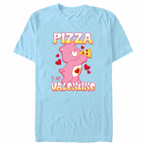 Men_s Care Bears Pizza Is My Valentine Love-A-Lot Bear T-Shirt