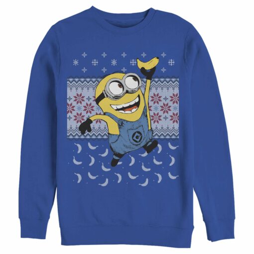 Men_s Despicable Me Ugly Christmas Minons Banana Sweatshirt