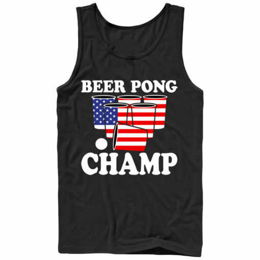 Men_s Lost Gods Fourth of July Pong American Flag Cup Tank Top