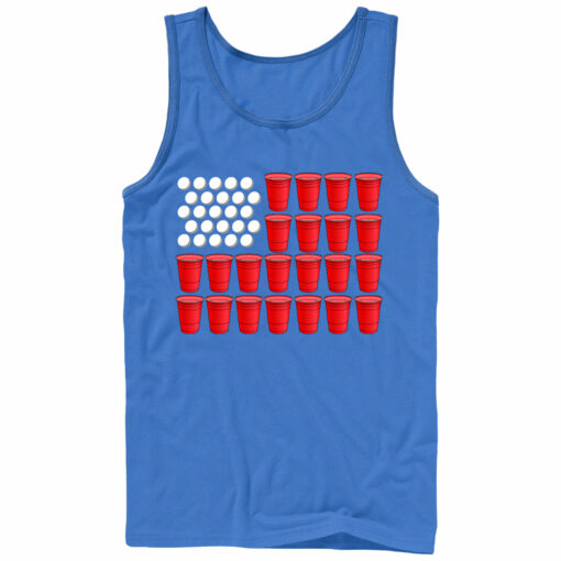 Men_s Lost Gods Fourth of July Pong American Flag Tank Top