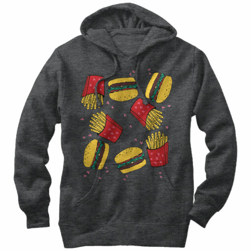 Men_s Lost Gods Raining Burgers and Fries Pull Over Hoodie