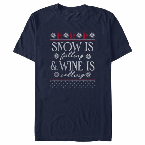 Men_s Lost Gods Snow Is Falling Wine Is Calling T-Shirt