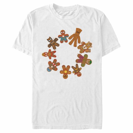 Men_s Marvel Christmas Gingerbread Cookie Circle T-Shirt