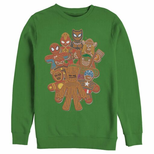 Men_s Marvel Christmas Gingerbread Cookie Heroes Sweatshirt