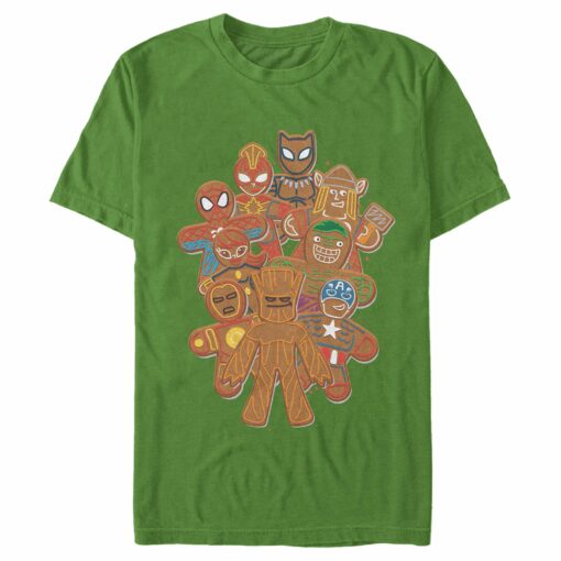 Men_s Marvel Christmas Gingerbread Cookie Heroes T-Shirt