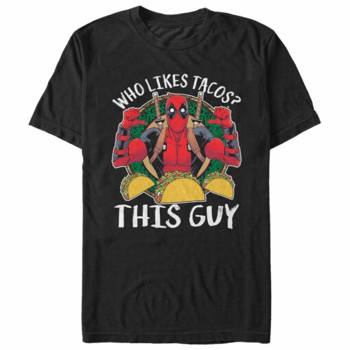 Men_s Marvel Deadpool Likes Tacos T-Shirt