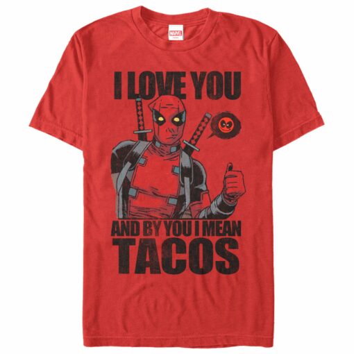 Men_s Marvel Deadpool Love You and Tacos T-Shirt