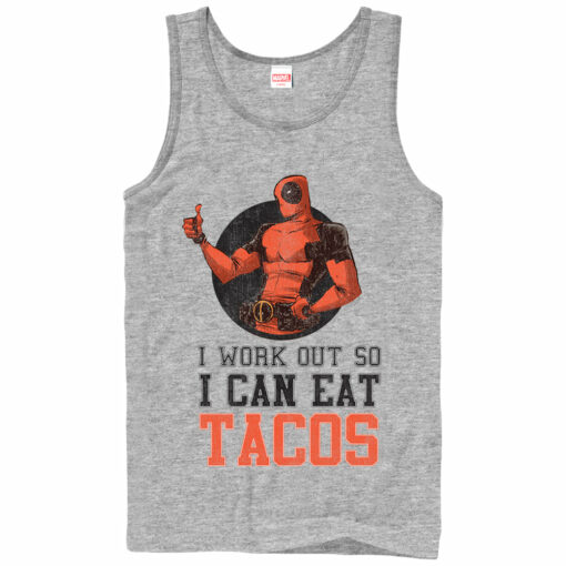 Men_s Marvel Deadpool Work Out Eat Tacos Tank Top