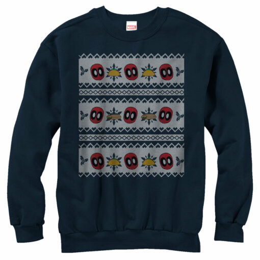 Men_s Marvel Ugly Christmas Deadpool Taco Sweatshirt