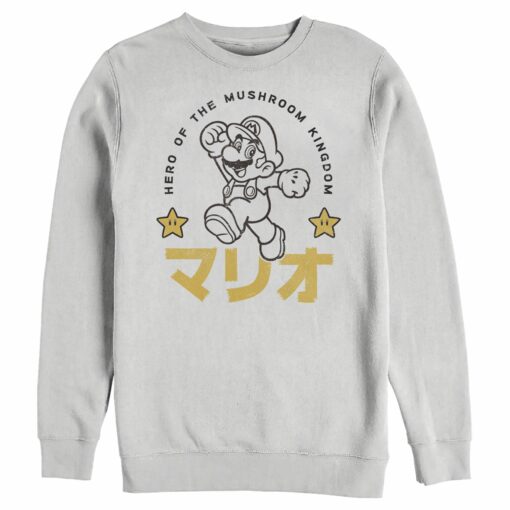 Men_s Nintendo Super Mario Mushroom Kingdom Kanji Stars Sweatshirt