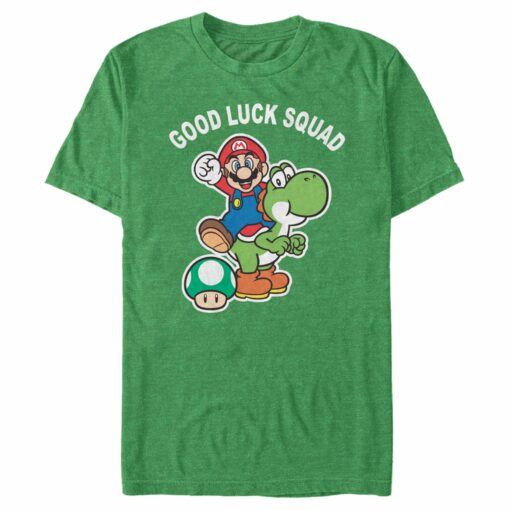 Men_s Nintendo Super Mario St. Patrick_s Day Good Luck Squad T-Shirt