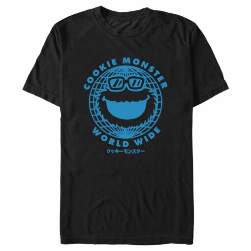 Men_s Sesame Street Cookie Monster World Wide T-Shirt