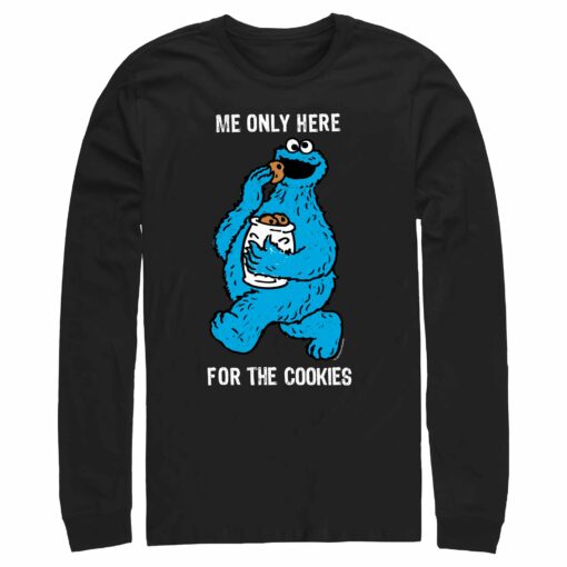 Men_s Sesame Street Me Only Here for the Cookies Long Sleeve Shirt