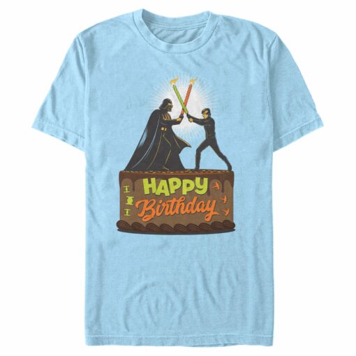 Men_s Star Wars Happy Birthday Duel Cake T-Shirt