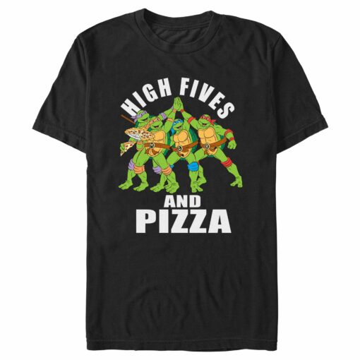 Men_s Teenage Mutant Ninja Turtles High Fives and Pizza T-Shirt