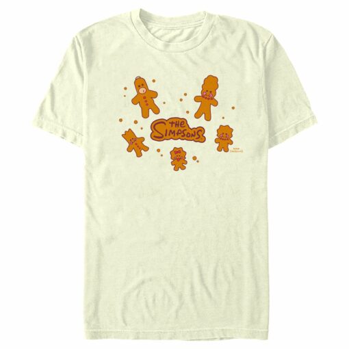 Men_s The Simpsons Christmas Gingerbread Cookie Family T-Shirt