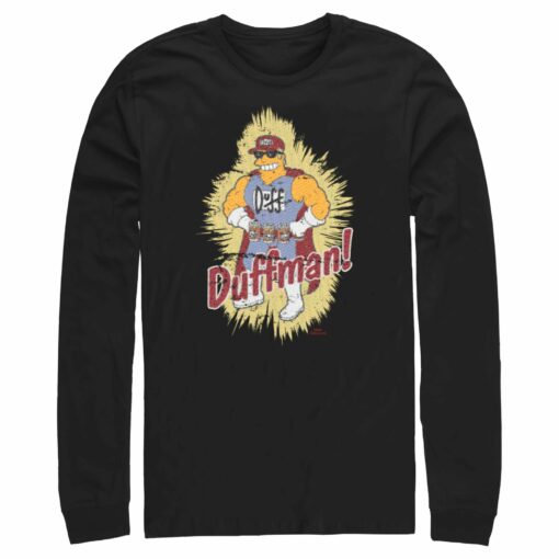 Men_s The Simpsons Distressed Duffman Portrait Long Sleeve Shirt