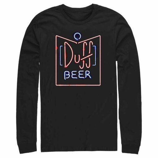 Men_s The Simpsons Duff Beer Neon Sign Long Sleeve Shirt