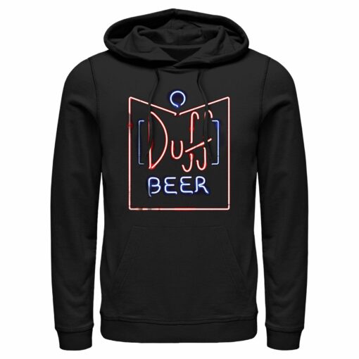 Men_s The Simpsons Duff Beer Neon Sign Pull Over Hoodie