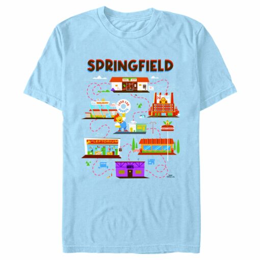 Men_s The Simpsons Springfield Map of Favorites T-Shirt