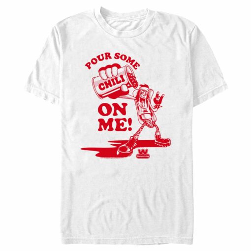 Men_s Wienerschnitzel The Delicious One Pour Some Chili on Me T-Shirt