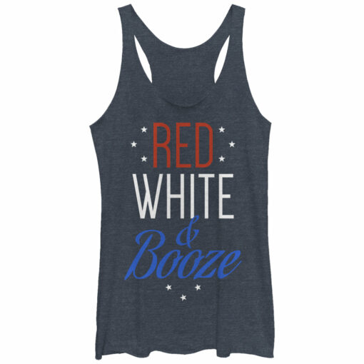 Women_s CHIN UP 4th of July and Booze Racerback Tank Top