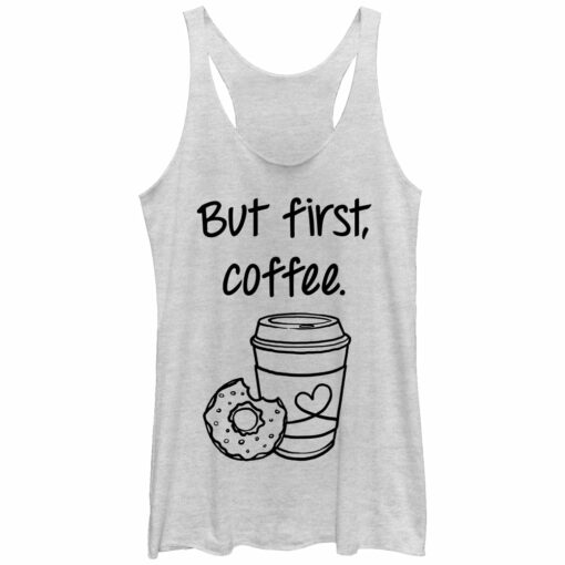 Women_s CHIN UP But First Coffee Cup Racerback Tank Top