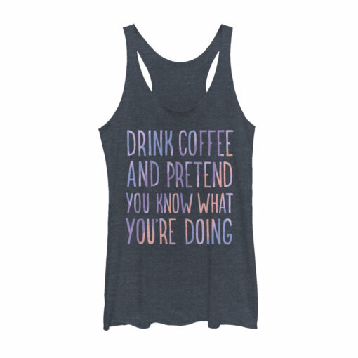 Women_s CHIN UP Drink Coffee and Pretend Racerback Tank Top