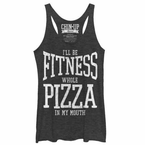 Women_s CHIN UP Fitness Whole Pizza Racerback Tank Top